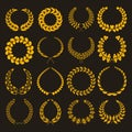 Set of silhouettes of golden laurel wreaths. Gold Wreath vector icons different shapes isolated on white background Royalty Free Stock Photo