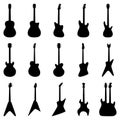 Set of silhouettes of guitars, vector illustration Royalty Free Stock Photo