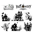 Set of silhouettes of Halloween on a white background.