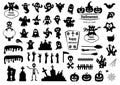 Set of silhouettes of Halloween on a white background. Vector illustration Royalty Free Stock Photo