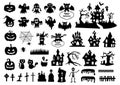 Set of silhouettes of Halloween on a white background. Vector illustration Royalty Free Stock Photo