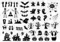 Set of silhouettes of Halloween on a white background. Vector illustration Royalty Free Stock Photo