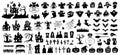 Set of silhouettes of Halloween on a white background. Vector illustration