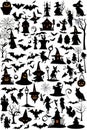 Set of silhouettes of Halloween on a white background. Vector illustration Royalty Free Stock Photo