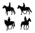 Set of silhouettes of horse riders Royalty Free Stock Photo