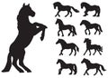 Set of silhouettes of horses