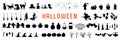 Set of silhouettes or icons of Halloween on a white background black. Vector illustration Royalty Free Stock Photo