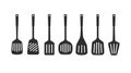 Set of silhouettes of kitchen spatulas, vector illustration