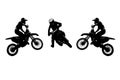 Set of silhouettes, labels and emblems for Motorsport. Motocross illustration of a motorcyclist on a motorcycle bike