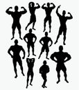 Male bodybuilders vector silhouette