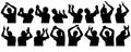 Set of silhouettes of man. Clapping hand, waving hands, applauding man. Vector illustration