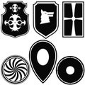 A set of silhouettes of military shields Royalty Free Stock Photo