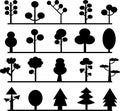 Set of silhouettes of modern trees vector illustration