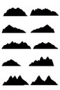 set of silhouettes of mountains vector free download