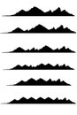 set of silhouettes of mountains vector free download