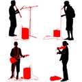 Set silhouettes musicians playing musical instruments. Vector