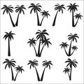 Set of silhouettes of palm trees