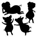 Set of silhouettes of pigs.