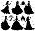 Set of silhouettes of princess Royalty Free Stock Photo