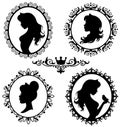 Set of silhouettes of princess Royalty Free Stock Photo