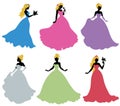 Set of silhouettes of princess