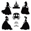 Set of silhouettes of princess.