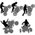 Set silhouettes Rider participates motocross championship on white background Royalty Free Stock Photo