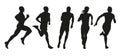 Set of silhouettes of runners