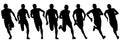 Set of silhouettes Runners on sprint, men