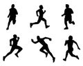 Set of silhouettes. Runners on sprint, men. vector illustration.Running silhouettes Vector illustration