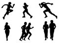 Set of silhouettes. Runners on sprint, men. vector illustration.Running silhouettes Vector illustration Royalty Free Stock Photo