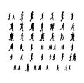 set of silhouettes of running people Royalty Free Stock Photo