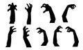 Set of silhouettes of scary hands suitable for Halloween Royalty Free Stock Photo