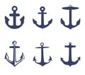 Set of silhouettes of ship anchors