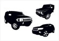 Set of silhouettes of SUVs Royalty Free Stock Photo