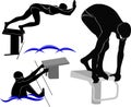 Set silhouettes of swimmers athletes Royalty Free Stock Photo