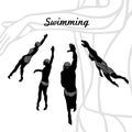 Set of Silhouettes of Swimmers vector