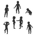 Set of silhouettes of toddlers