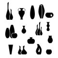 Set silhouettes of vases, black interior element Royalty Free Stock Photo