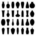 Set of silhouettes of vases, vector illustration Royalty Free Stock Photo