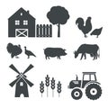 Set of silhouettes of village and farm Royalty Free Stock Photo