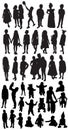 Set of silhouettes of women mothers with children, vector. Mother`s day concept. Royalty Free Stock Photo