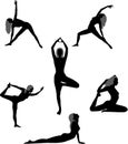 Set of silhouettes yoga asans