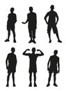 Set of silhouettes of young people. Easy editable vector illustration