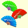 Set of silk Chinese hand fans