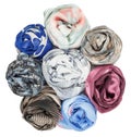 The set of silk scarves associated rose