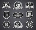 Set silver badge and label of anniversary Royalty Free Stock Photo