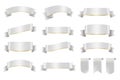 Set of Silver Color Ribbons and Tags isolated on white background. 3D Vector Illustration. Royalty Free Stock Photo