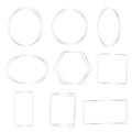 Set of silver frames simple shapes. Vector line art