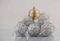 Set of silver and gold Christmas ornaments Royalty Free Stock Photo